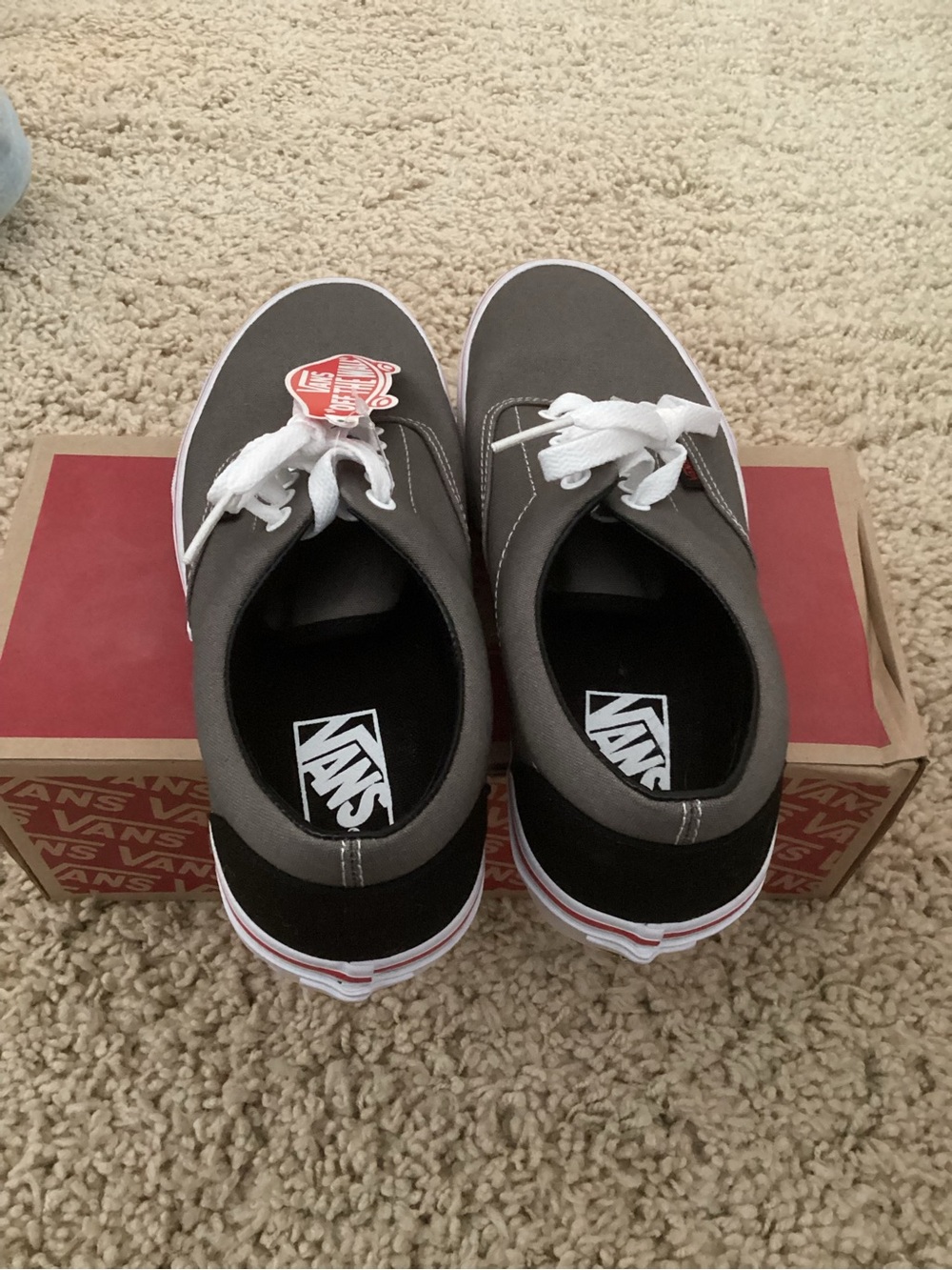 Vans Men’s Authentic Canvas Sneakers - Gray with White Trim - Picture 2 of 3